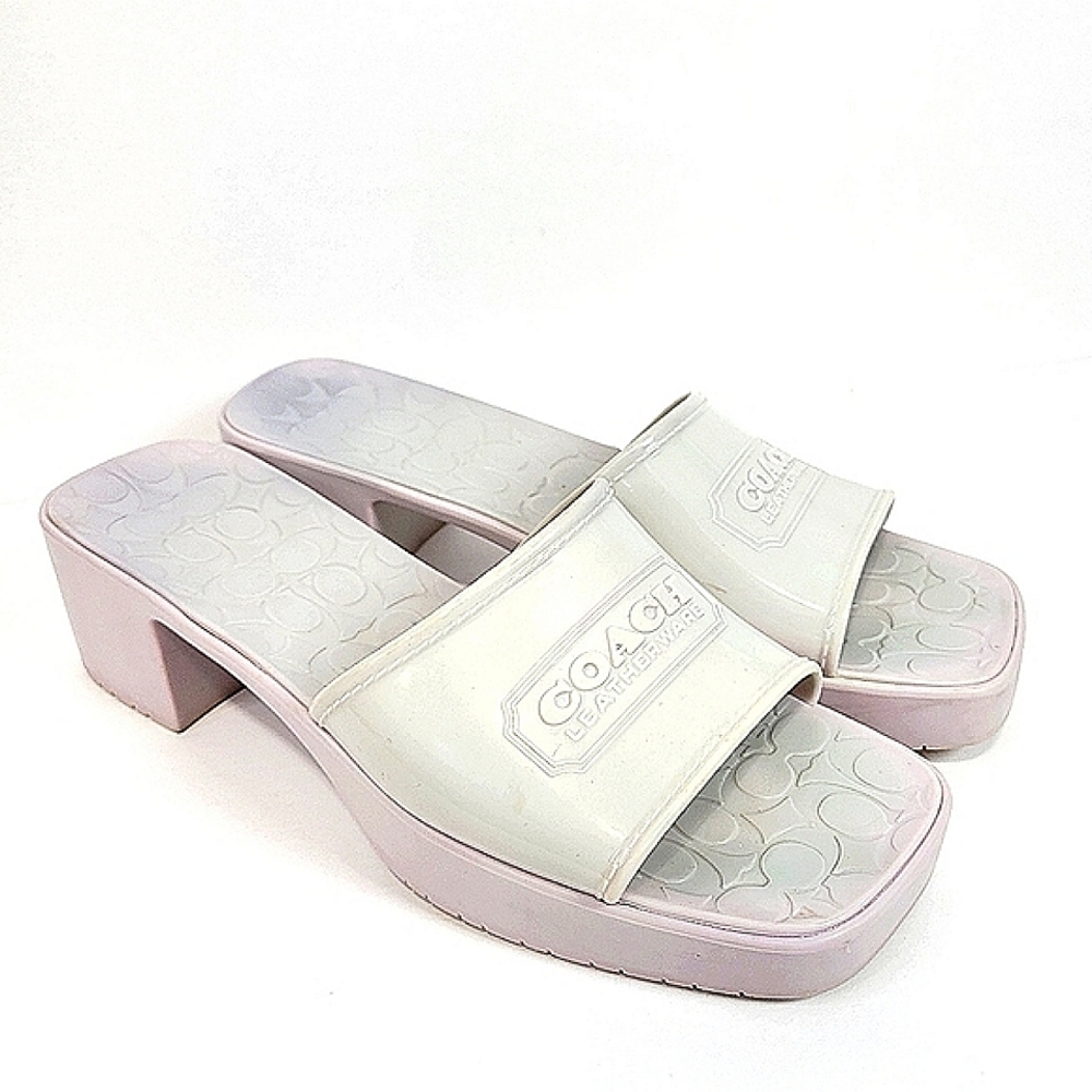 Coach Scarlett Rubber Jelly Y2K Violet Slip On Heel Clog Sandals